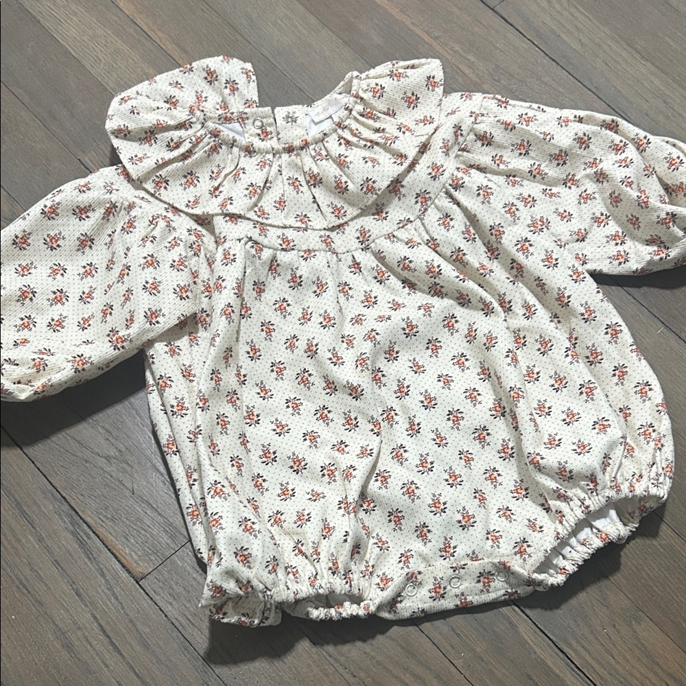 12-18m petite Amalie Floral Kids romper - Cream and Red